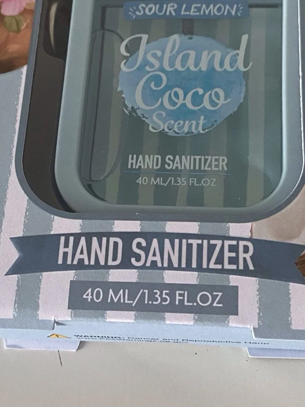 Sour Lemon Scented Hand Sanitizer Spray 1.35  Fl Oz Island Coco W/Silicone Case